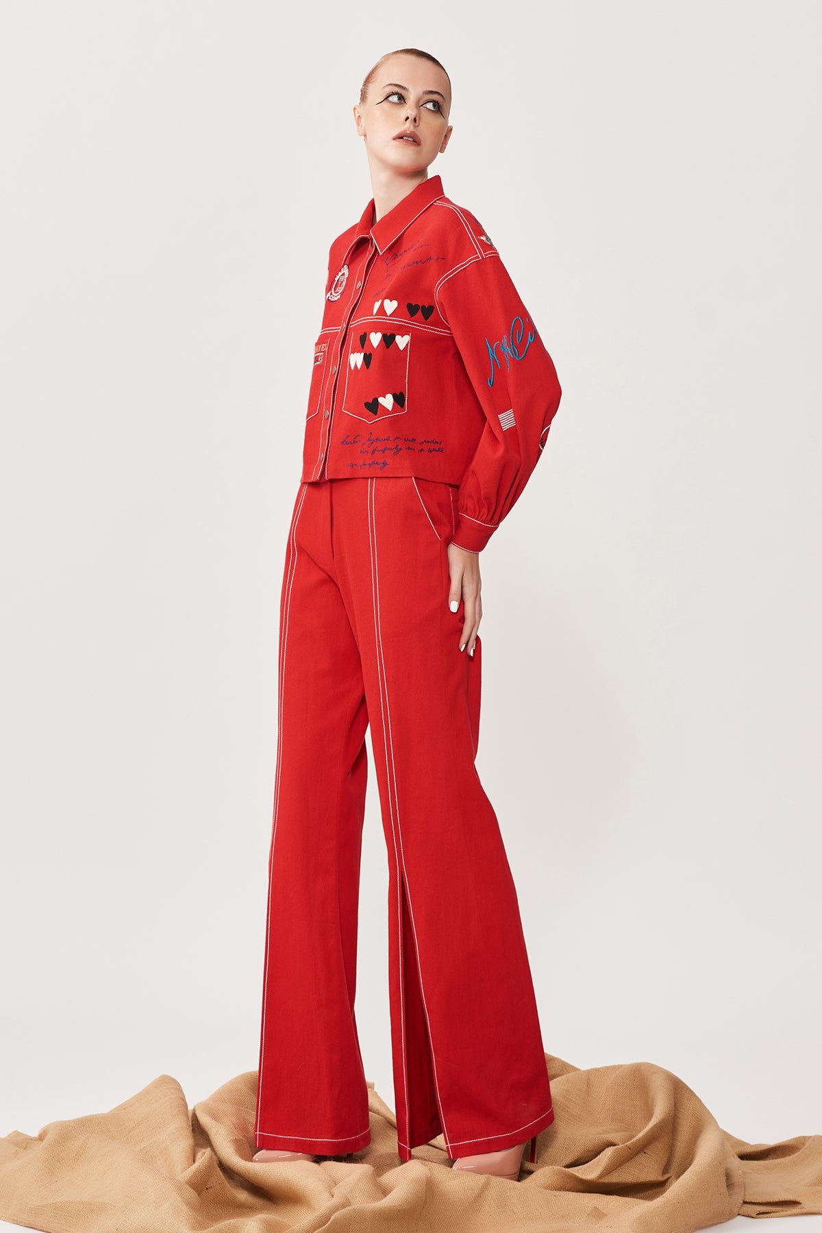 Dancing Downtown Short Jacket With High Slit Pants