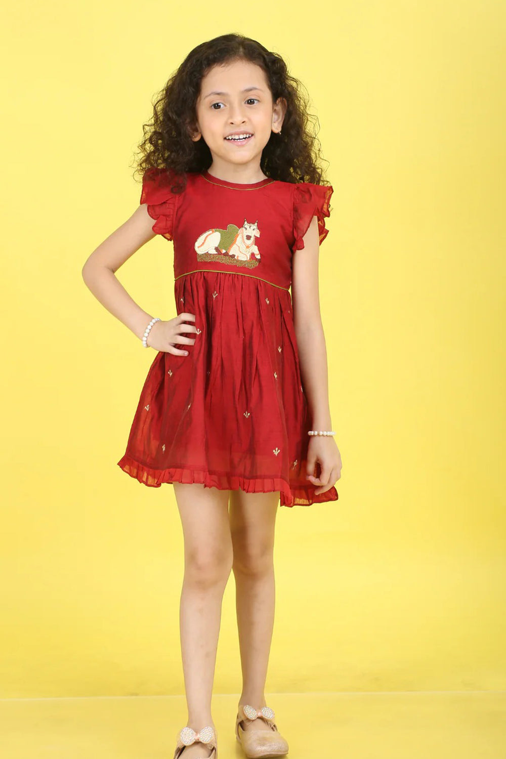 MAROON PICHWAI DRESS