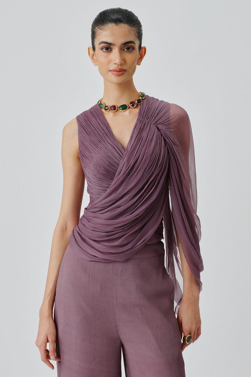 Mauve ruched top