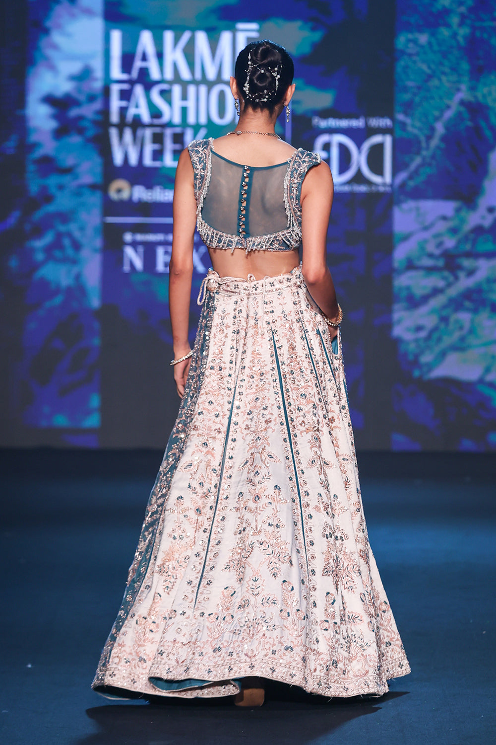 2 Pannel French Blue Lehenga Set