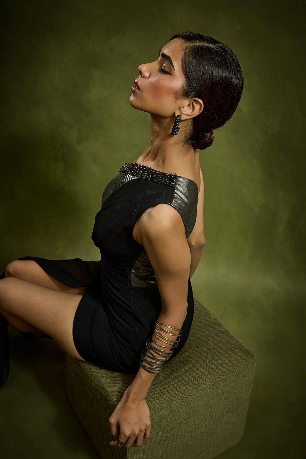 Foil Georgette Wrinkle Dress