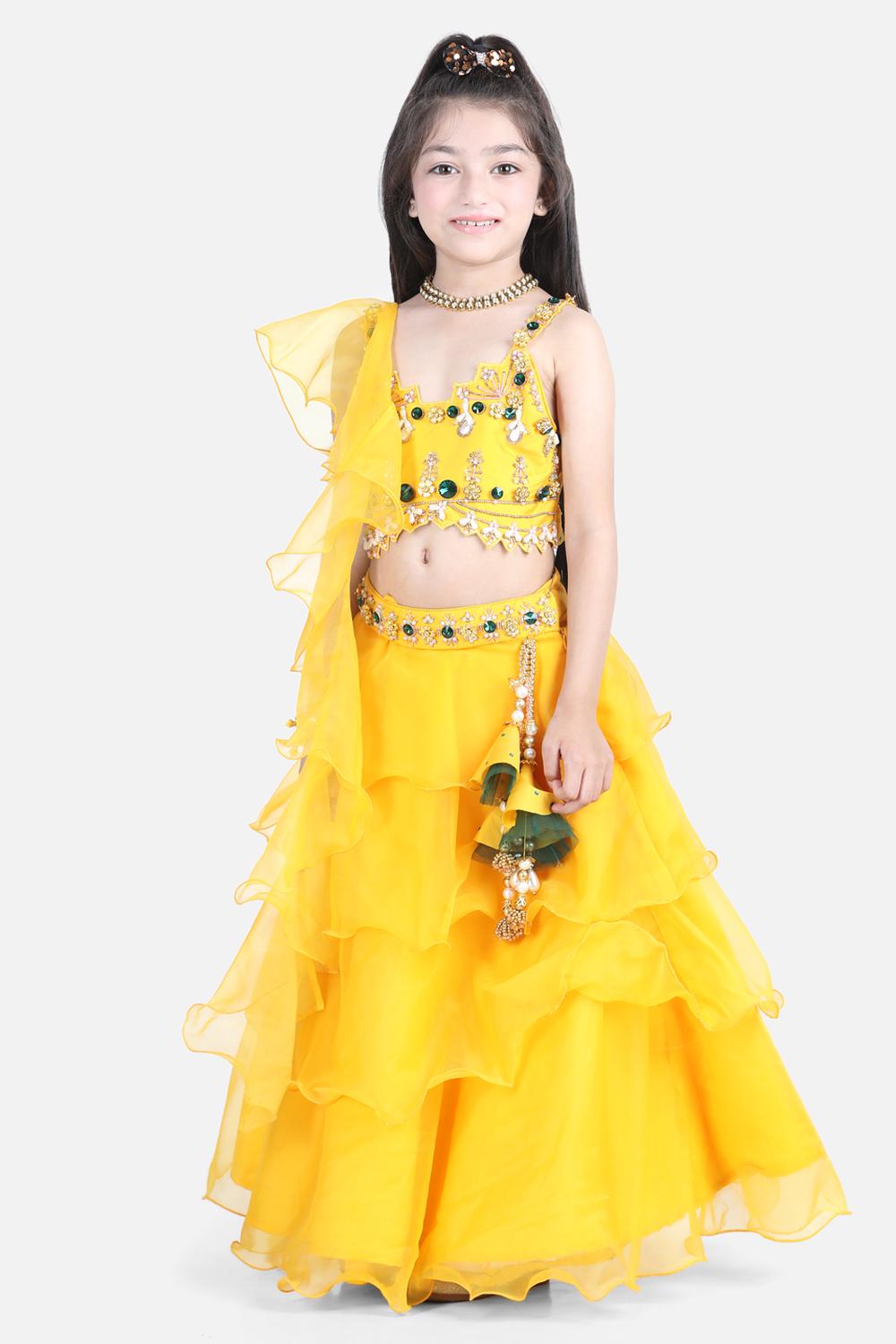 Orgenza Lehnga With Silk Blend Lineing,Prgenza Chunni With Ruffles,Choli With Hand Embroidry.