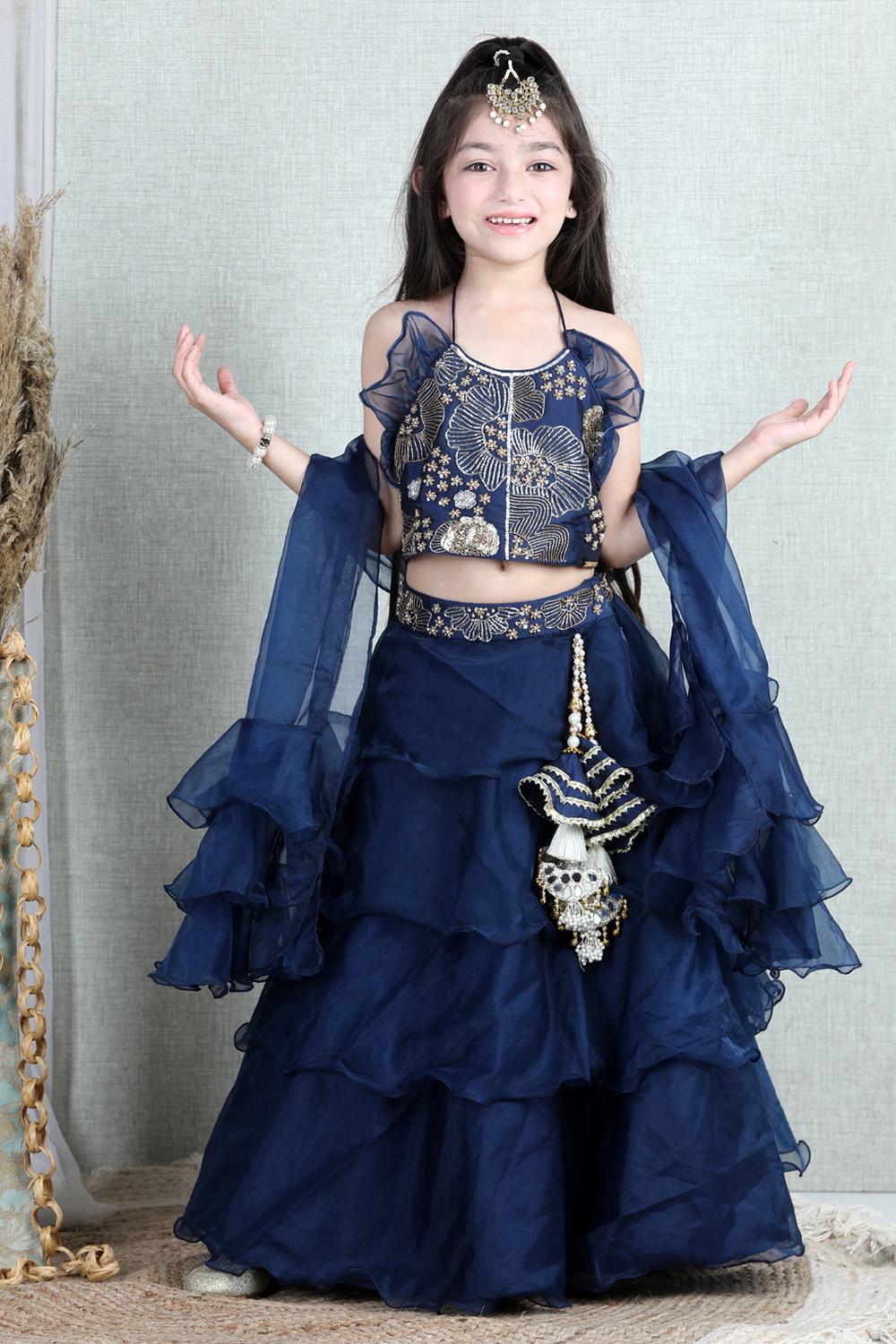 Orgenza Lehnga With Silk Blend Lineing And Handmade Latkansilk Blouse With Handwork Of Sequence And Moti