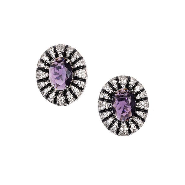 Earring studs With CZ diamonds And semi precious stones