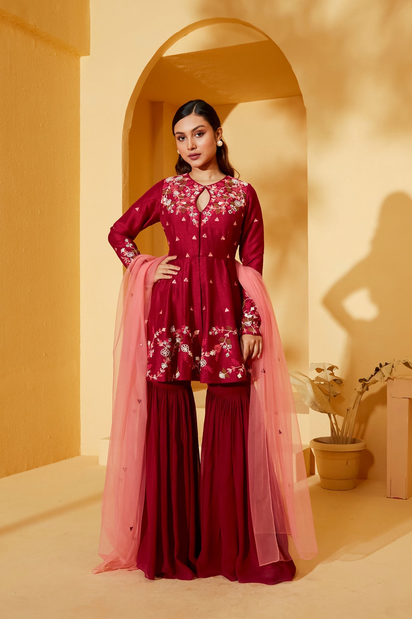 knee length short anarkali dress Party Wear Short Anarkali Suit Short Anarkali Dress: Knee-length Pink Suit  With Free Matching