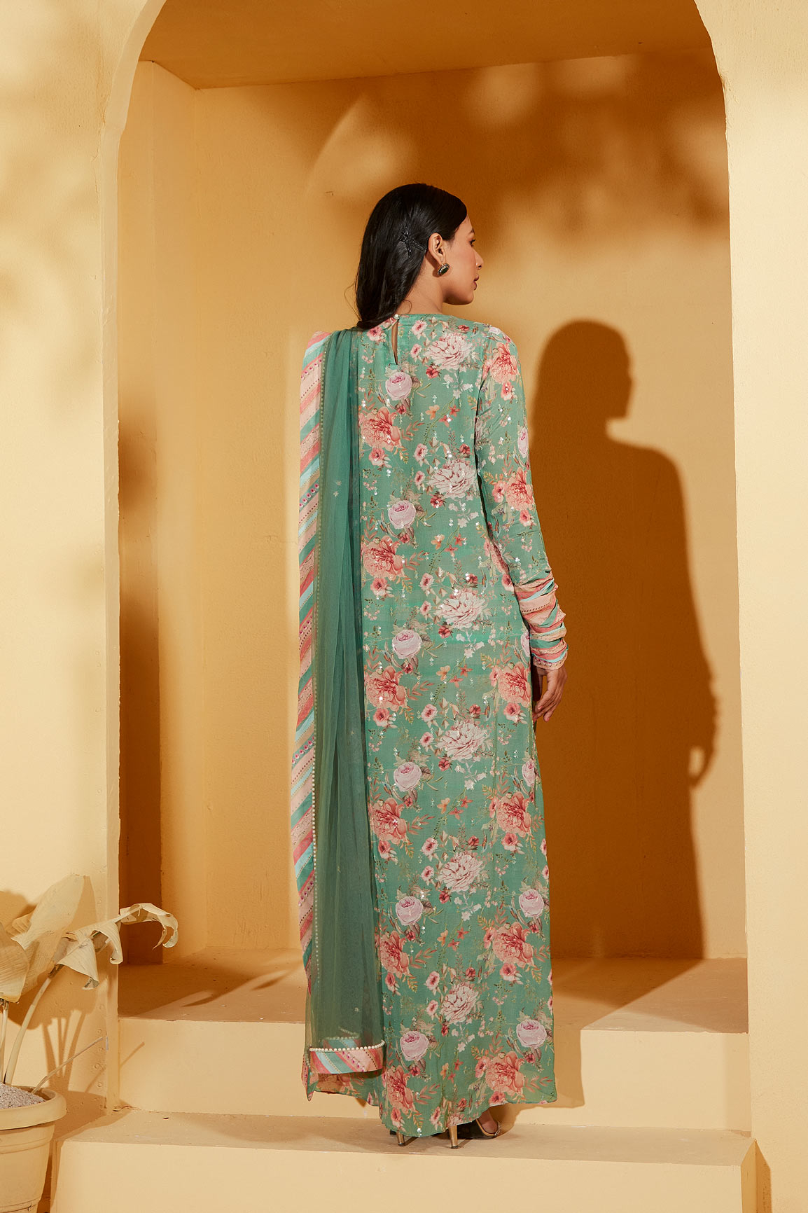 GREEN A LINE SUIT SET