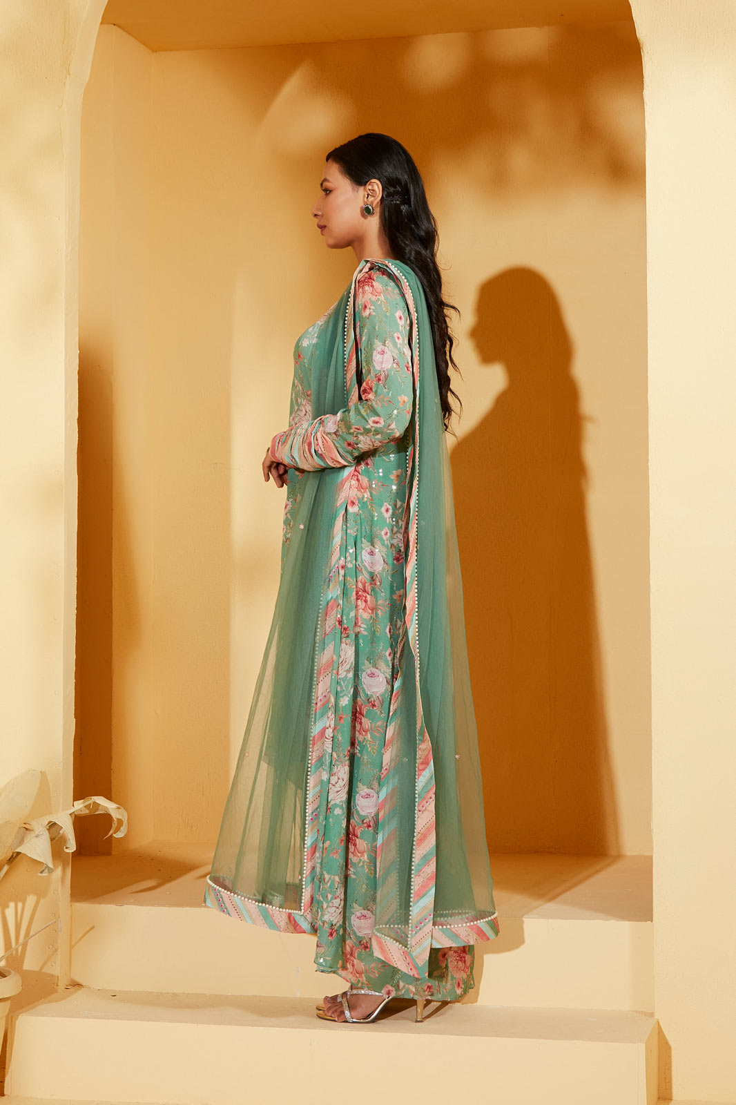 GREEN A LINE SUIT SET