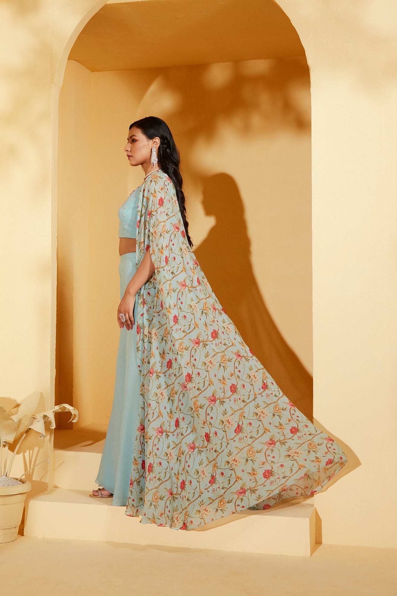 BLUE THREE PIECE CAPE SET