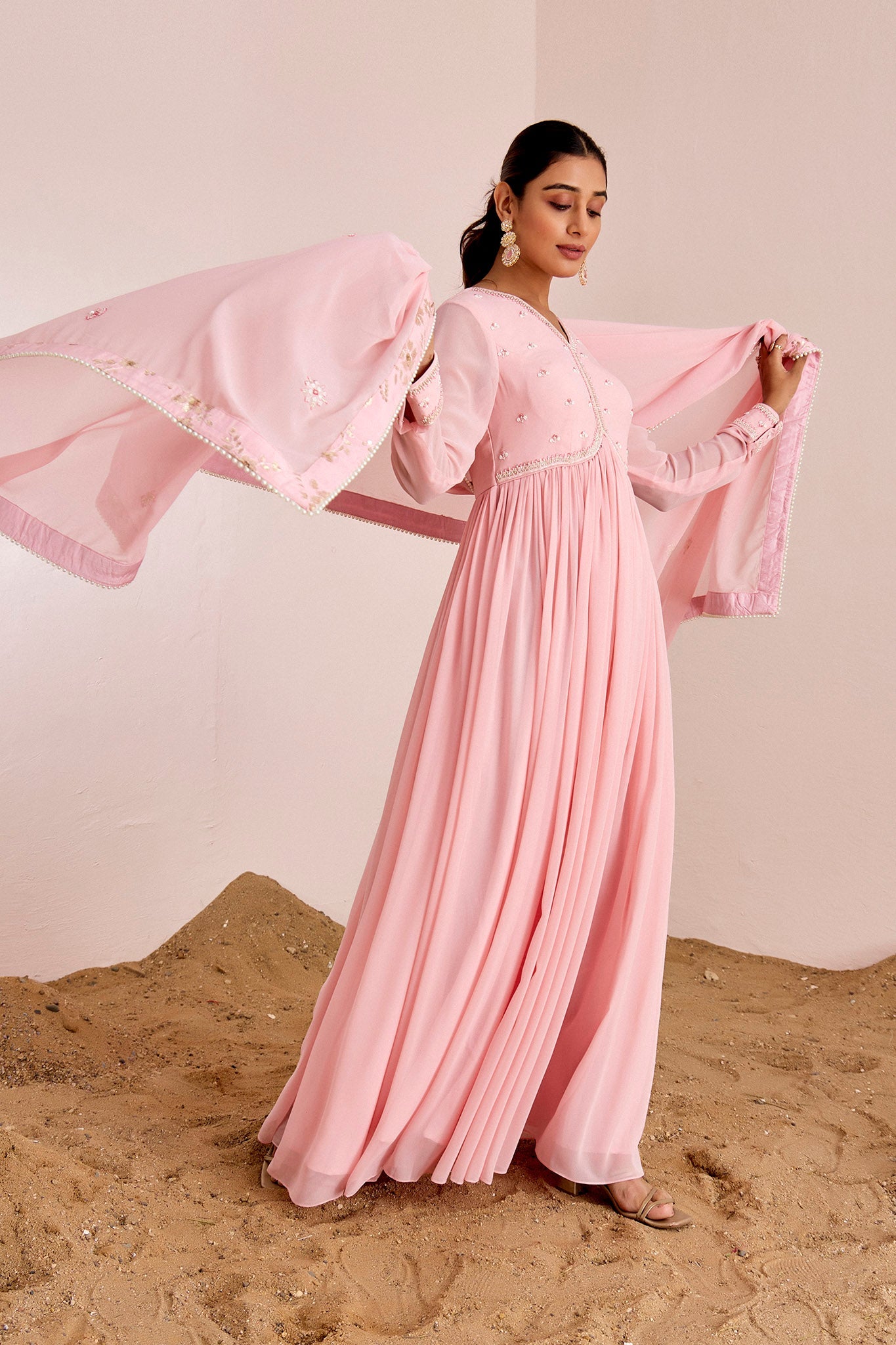 PINK SEQUIN WORK ANARKALI