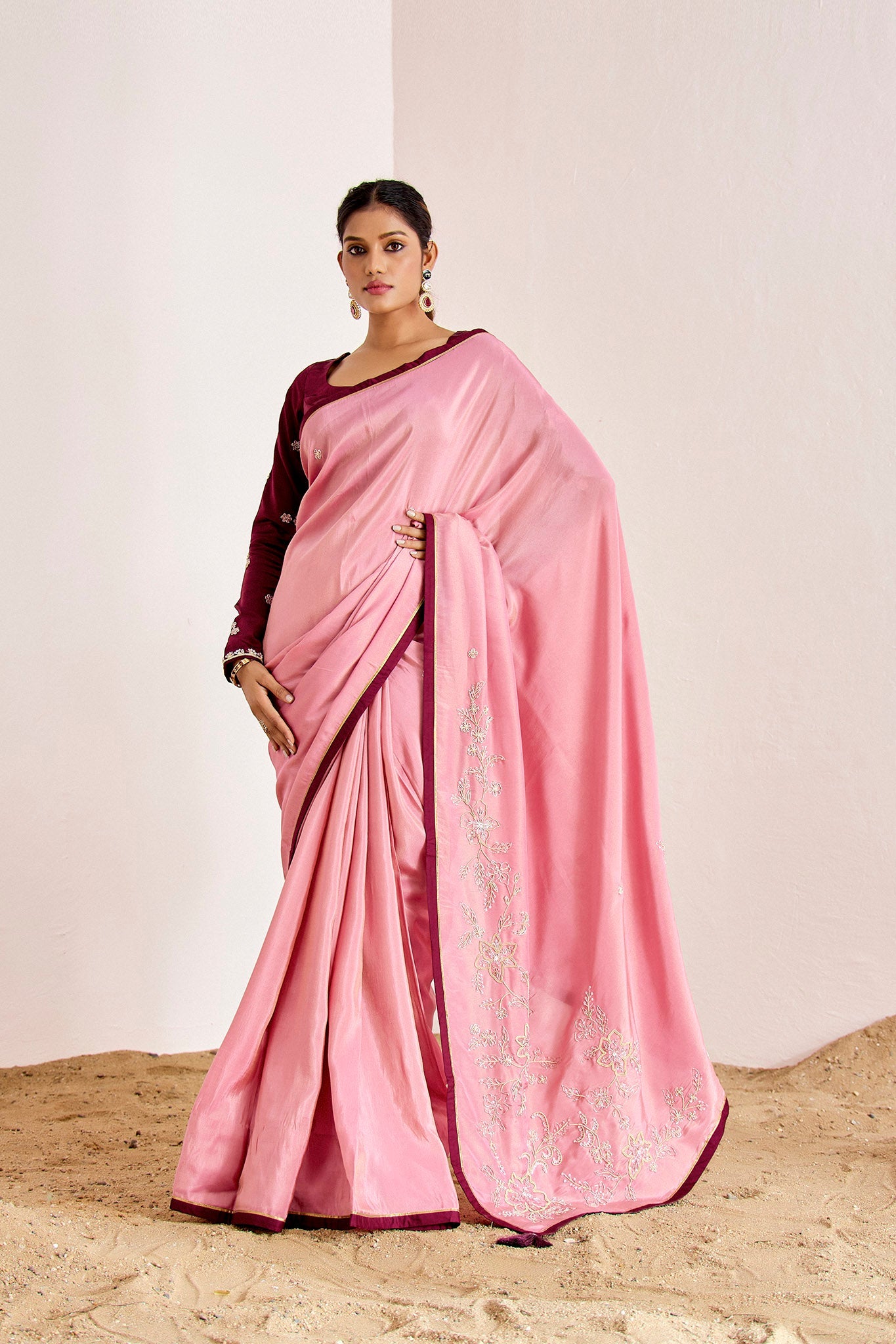 WINE PINK SHIMMER SAREE