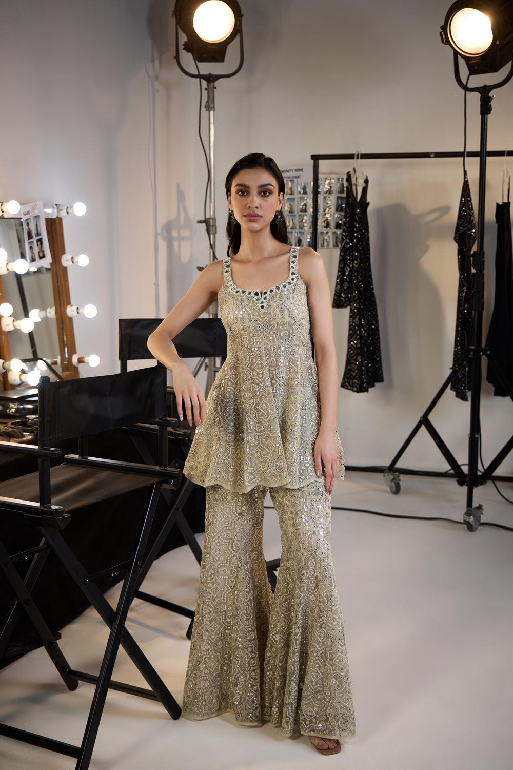 CY 29 India Peplum Top With Bootcut pants Front 1