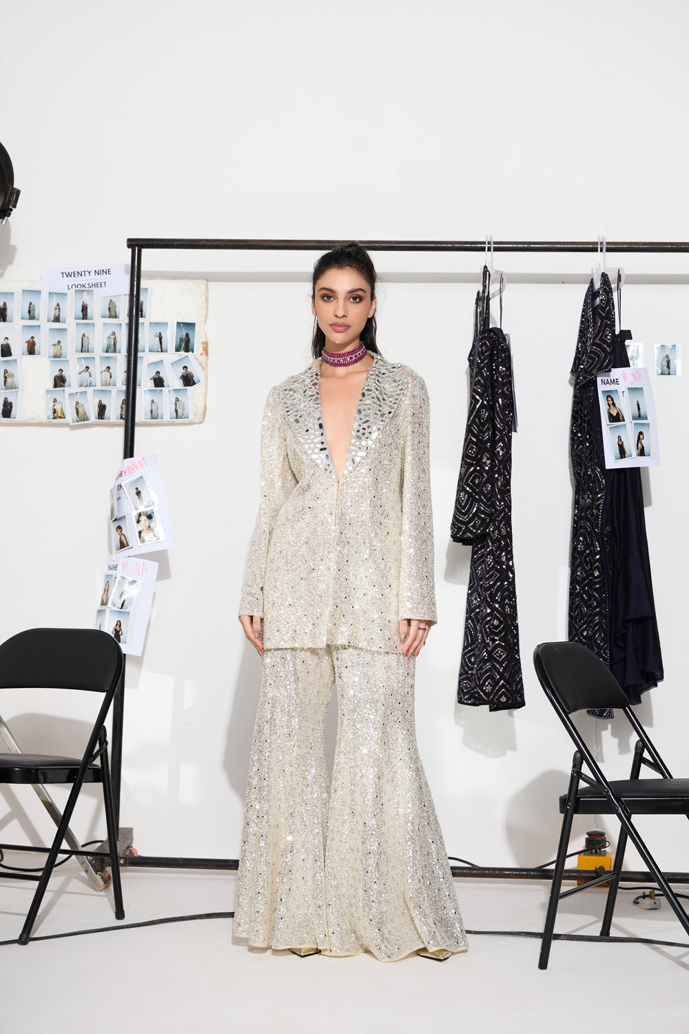 CY 29 India Mirrorwork Blazer & Bootcut Pants Front 1