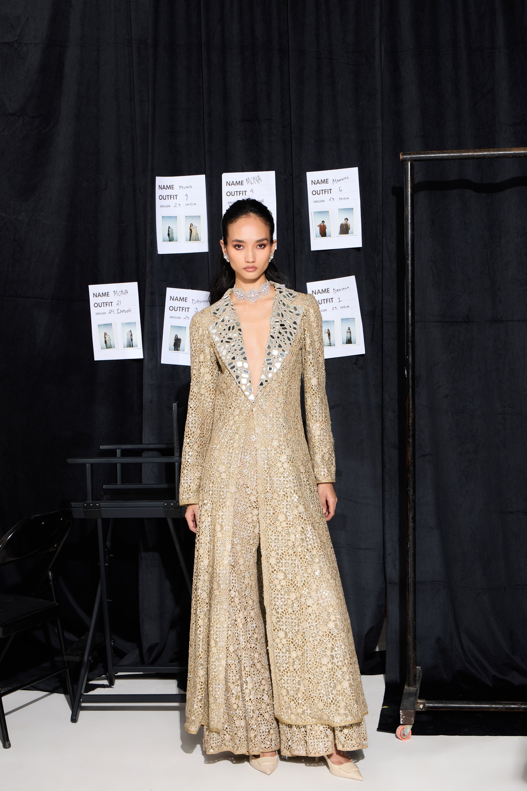 CY 29 India Hexagon One Shoulder Cape Front 1