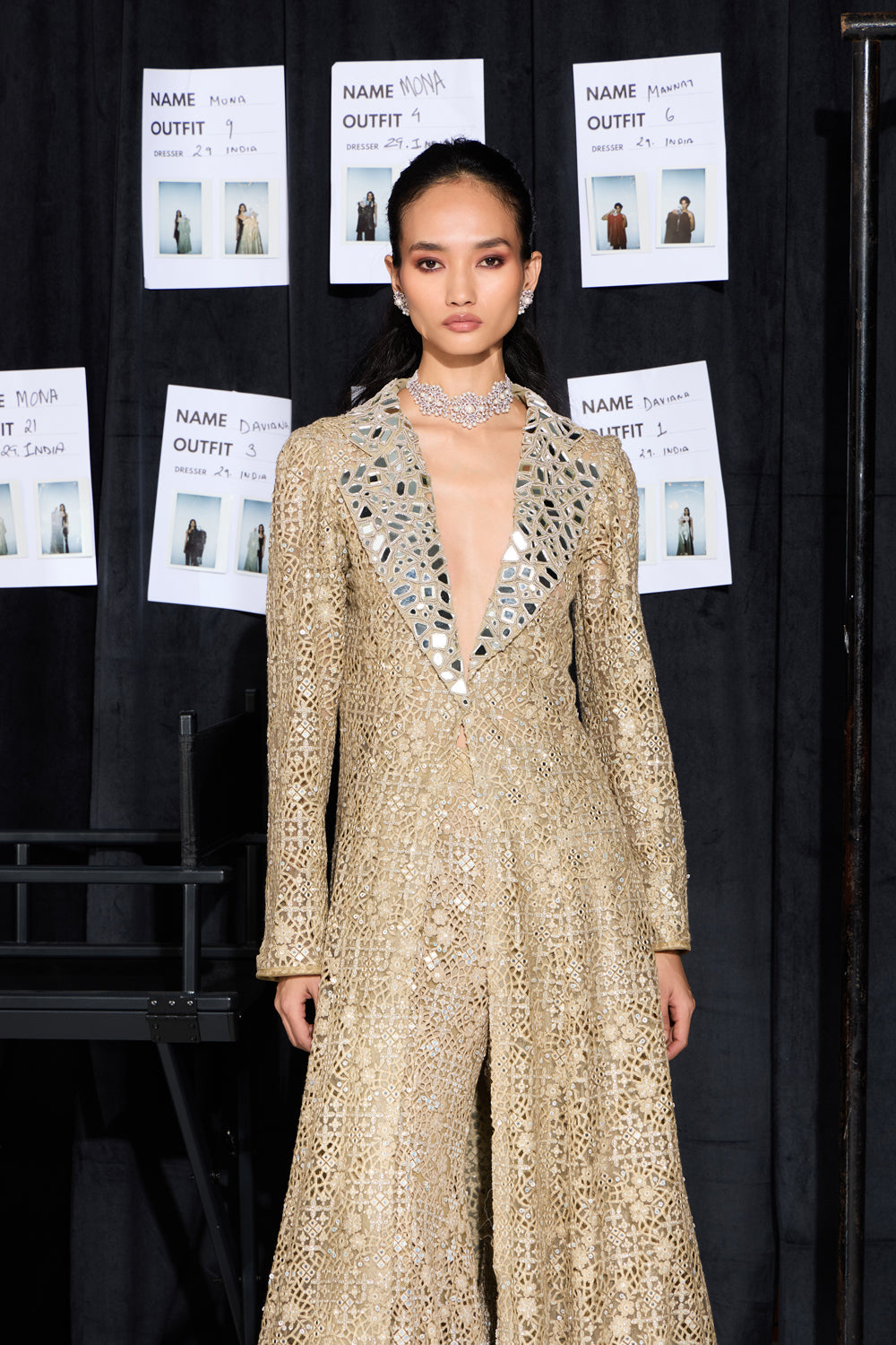 CY 29 India Hexagon One Shoulder Cape Front 2