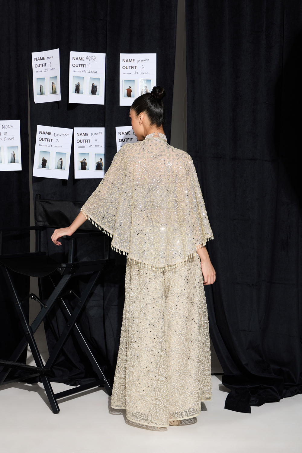 CY 29 India Mirrorwork Scarf Overlay With Skirt Pants Back 1