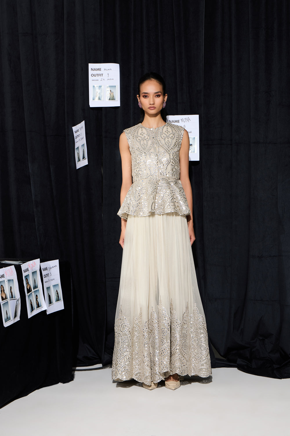 CY 29 India Long Dress With Peplum Jacket Front 1