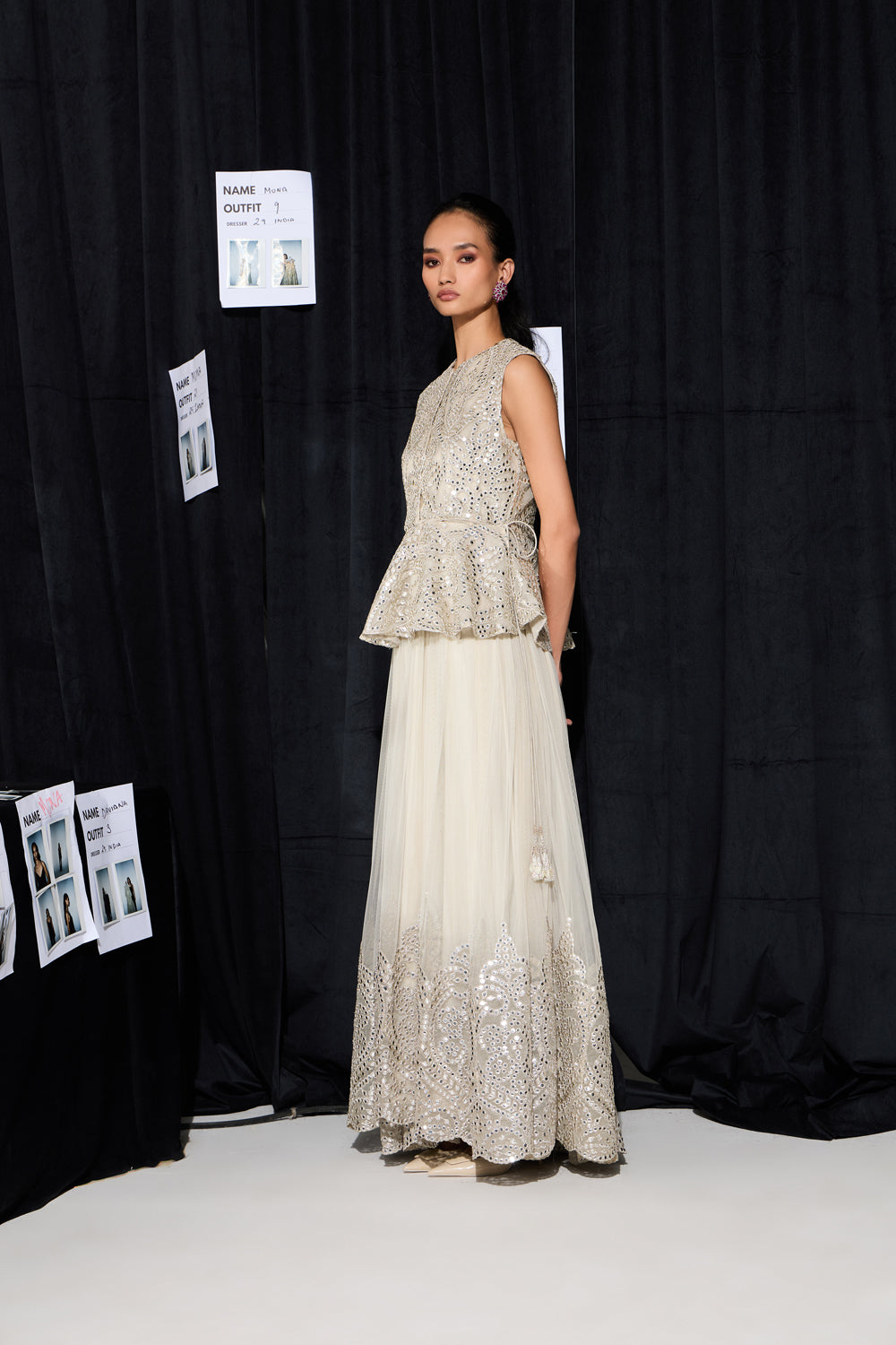 CY 29 India Long Dress With Peplum Jacket Side 1