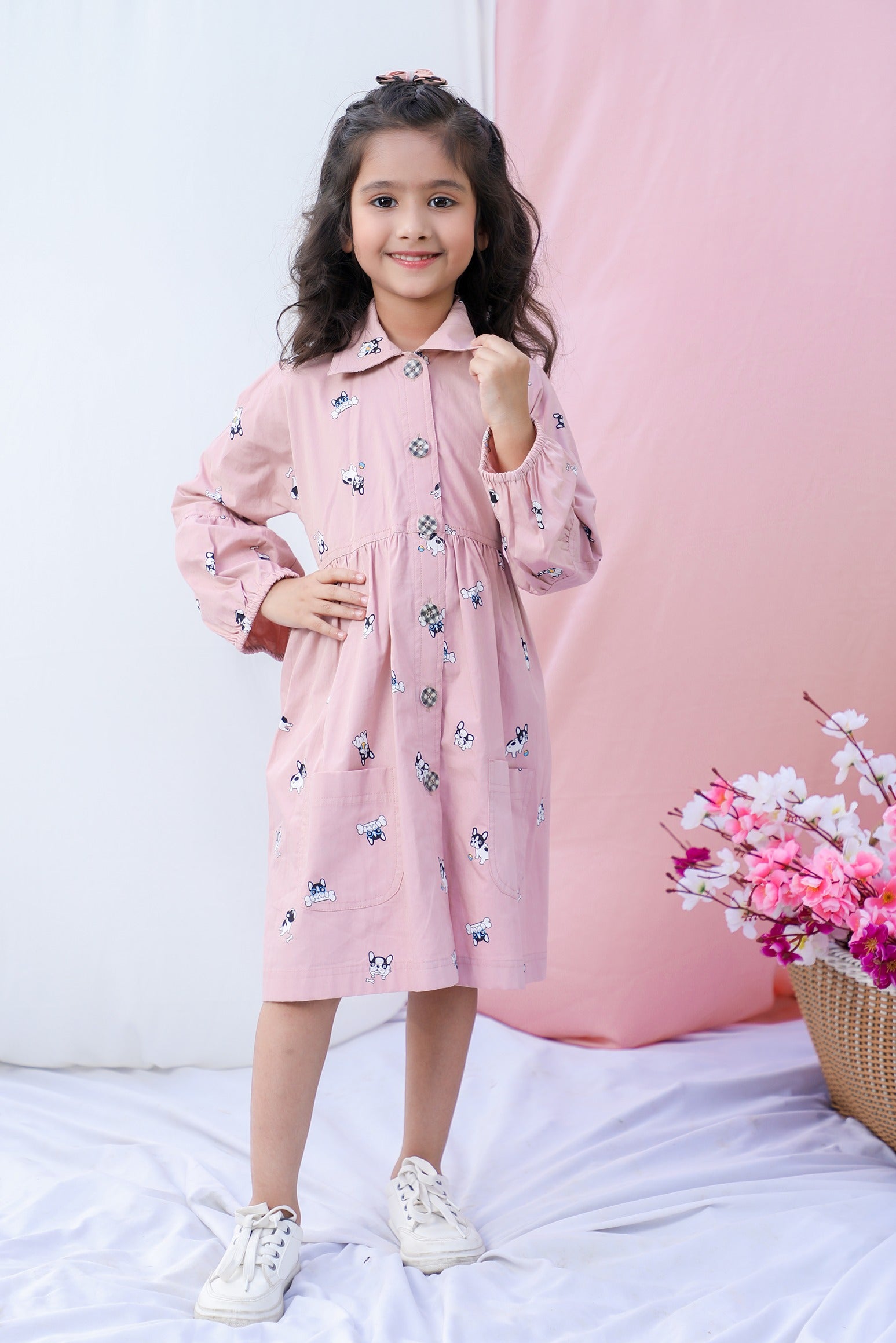 The "Pup-arazzi" Shirt Dress For Girls - CuddlesClothing