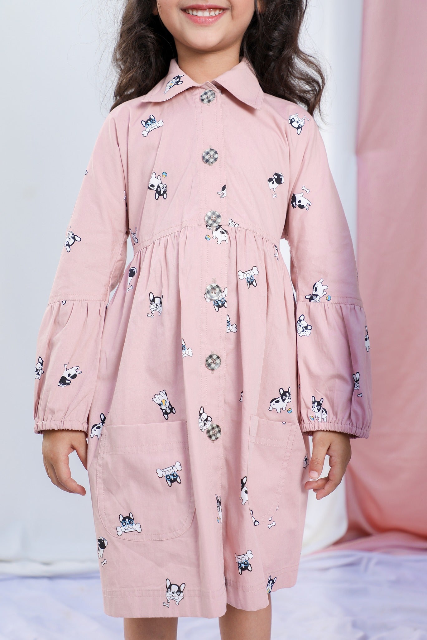 The "Pup-arazzi" Shirt Dress For Girls - CuddlesClothing