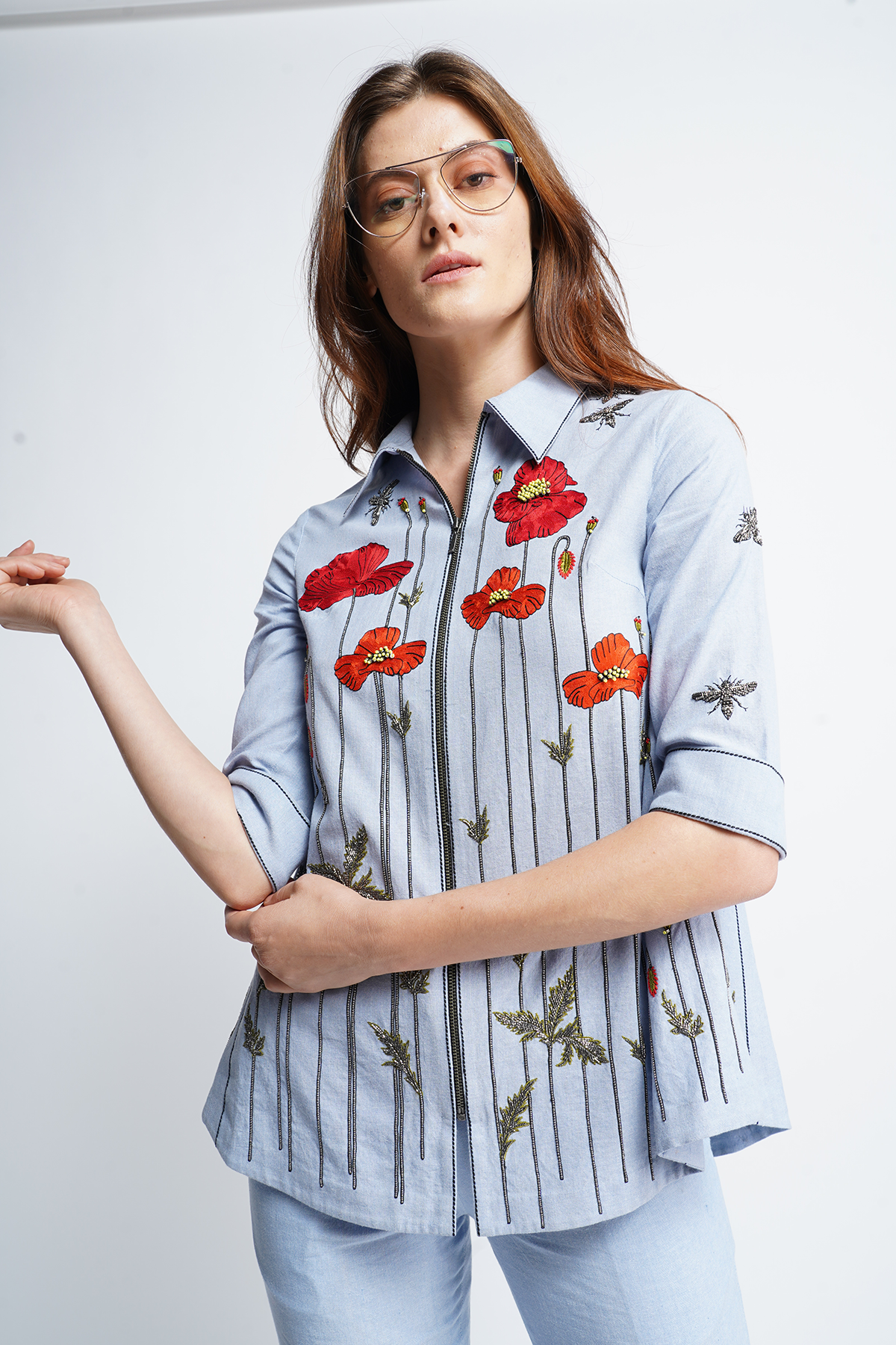 Poppy Garden Side Triangle Top With Narrow Pant