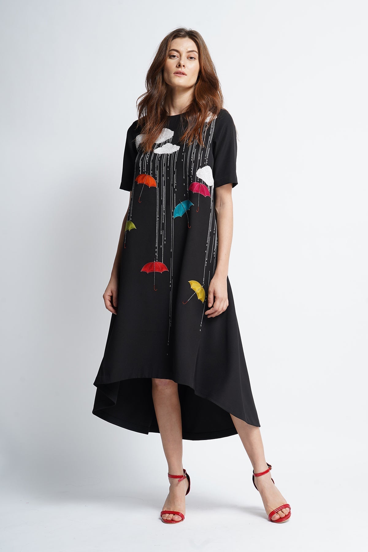 Rainy Days Shifted Seam High Low Midi Dress
