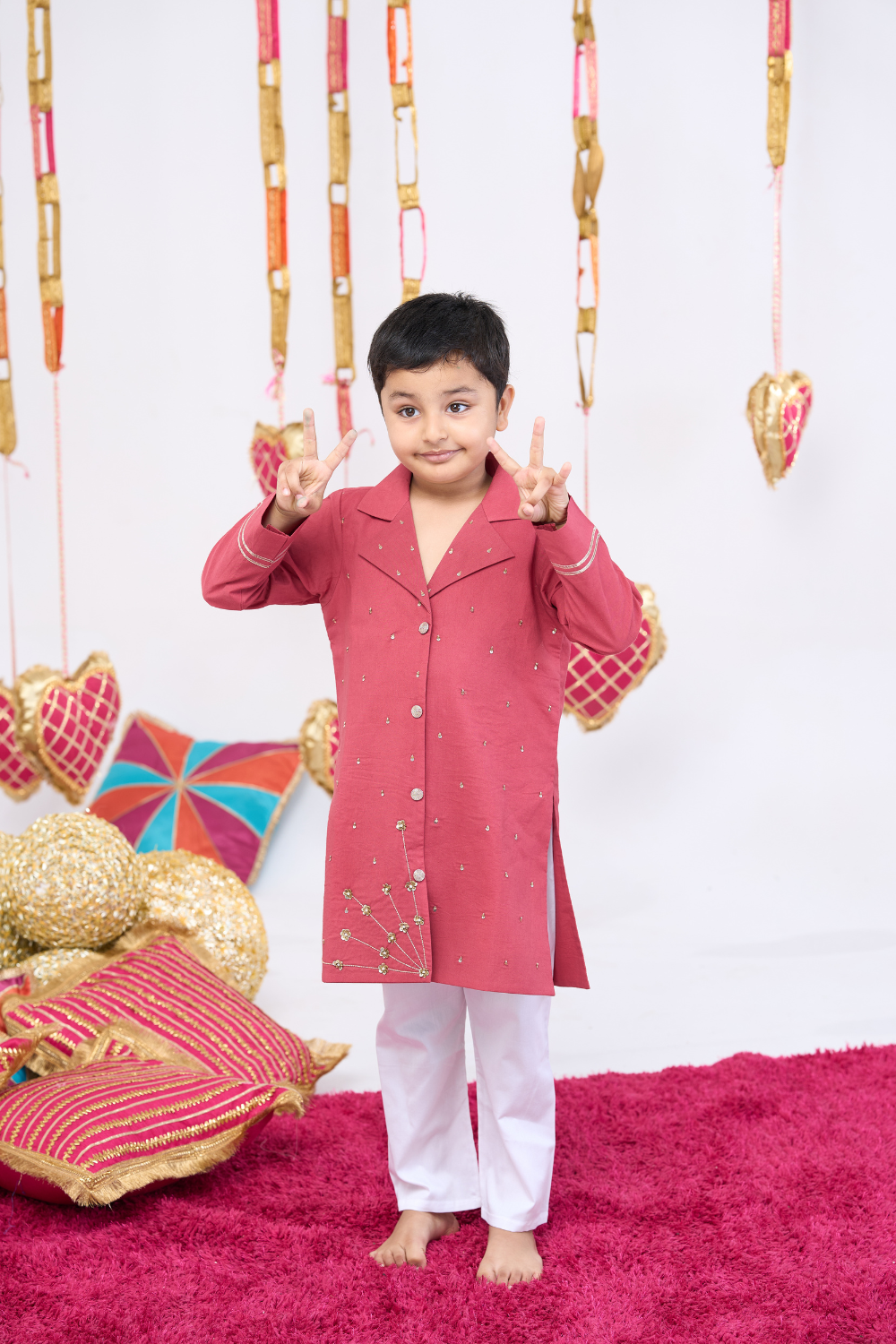 RUST HANDWORK KURTA SET