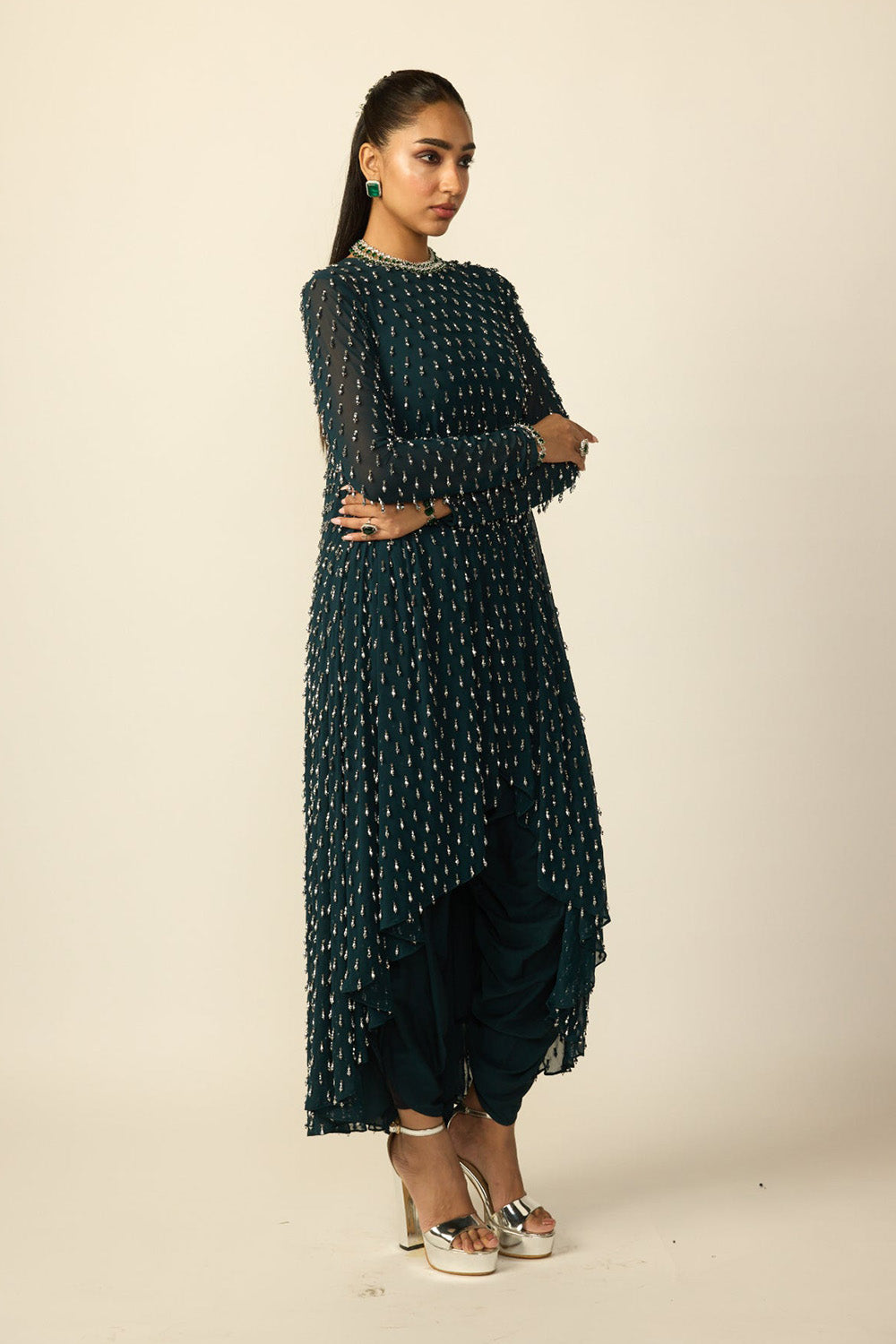Dark Teal Drop Kurta Set