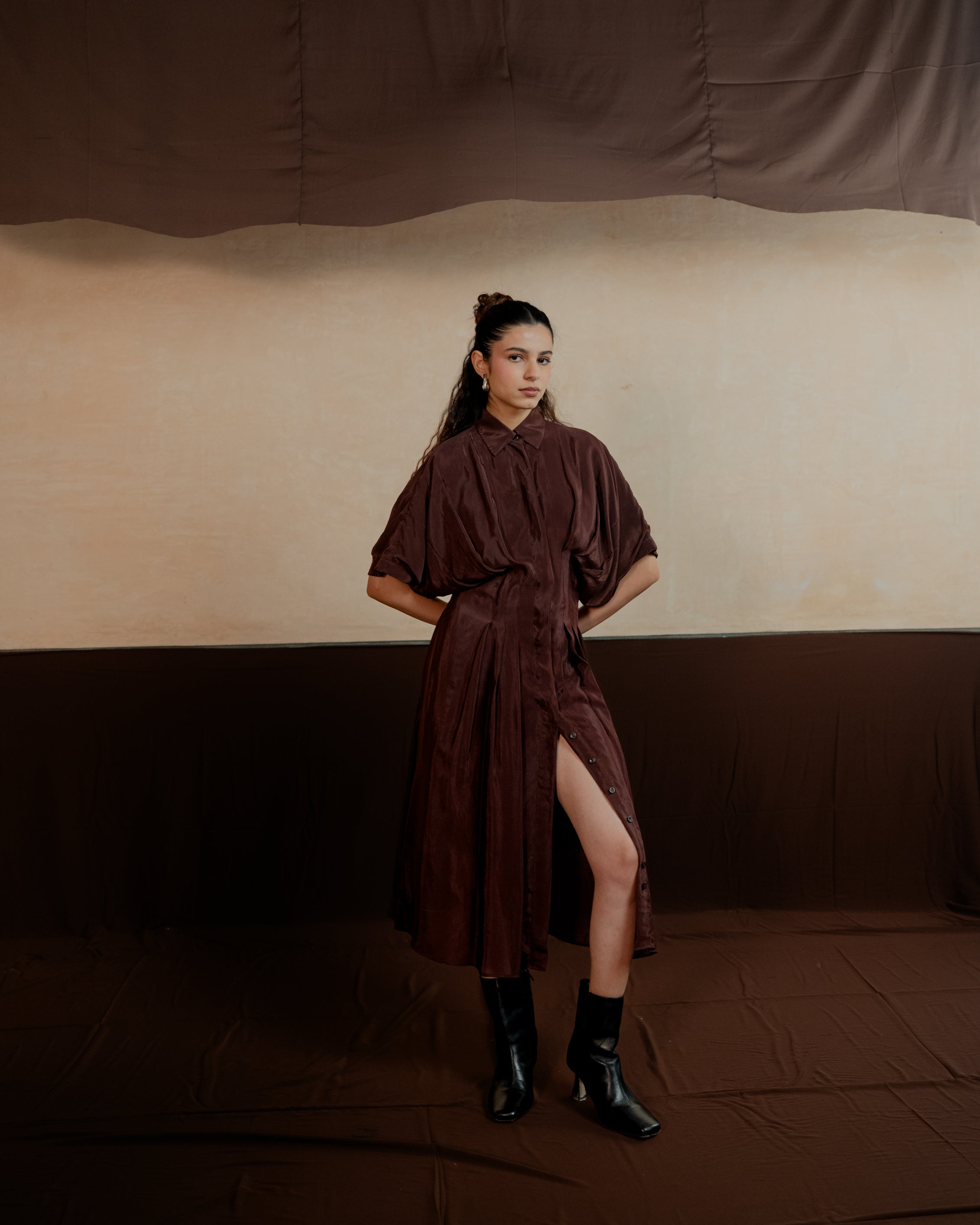 Pleated Shirt Dress