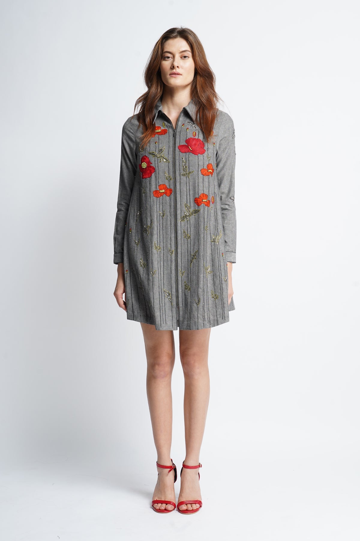 Poppy Garden Side Triangle Shirt Dress
