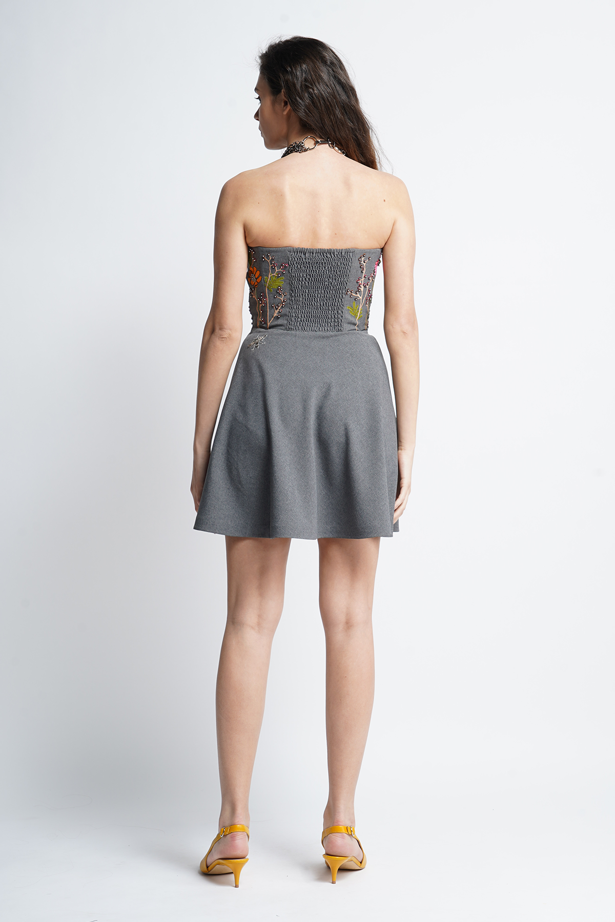 Flower Garden And Bees Corset Circular Mini Dress
