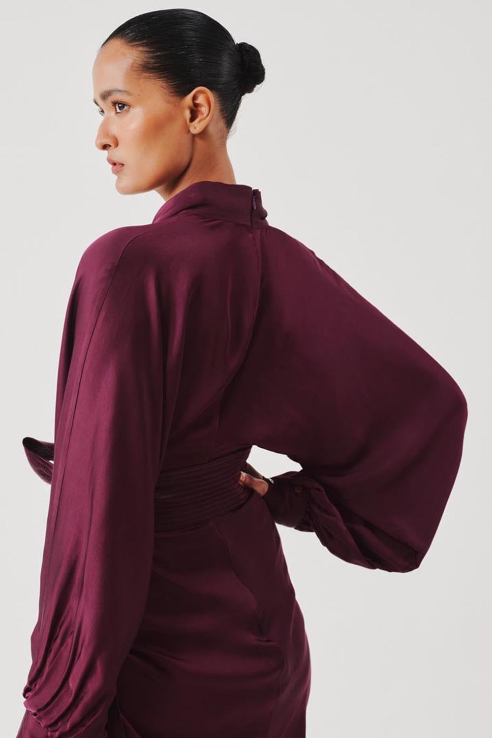 Burgundy Draped Dress