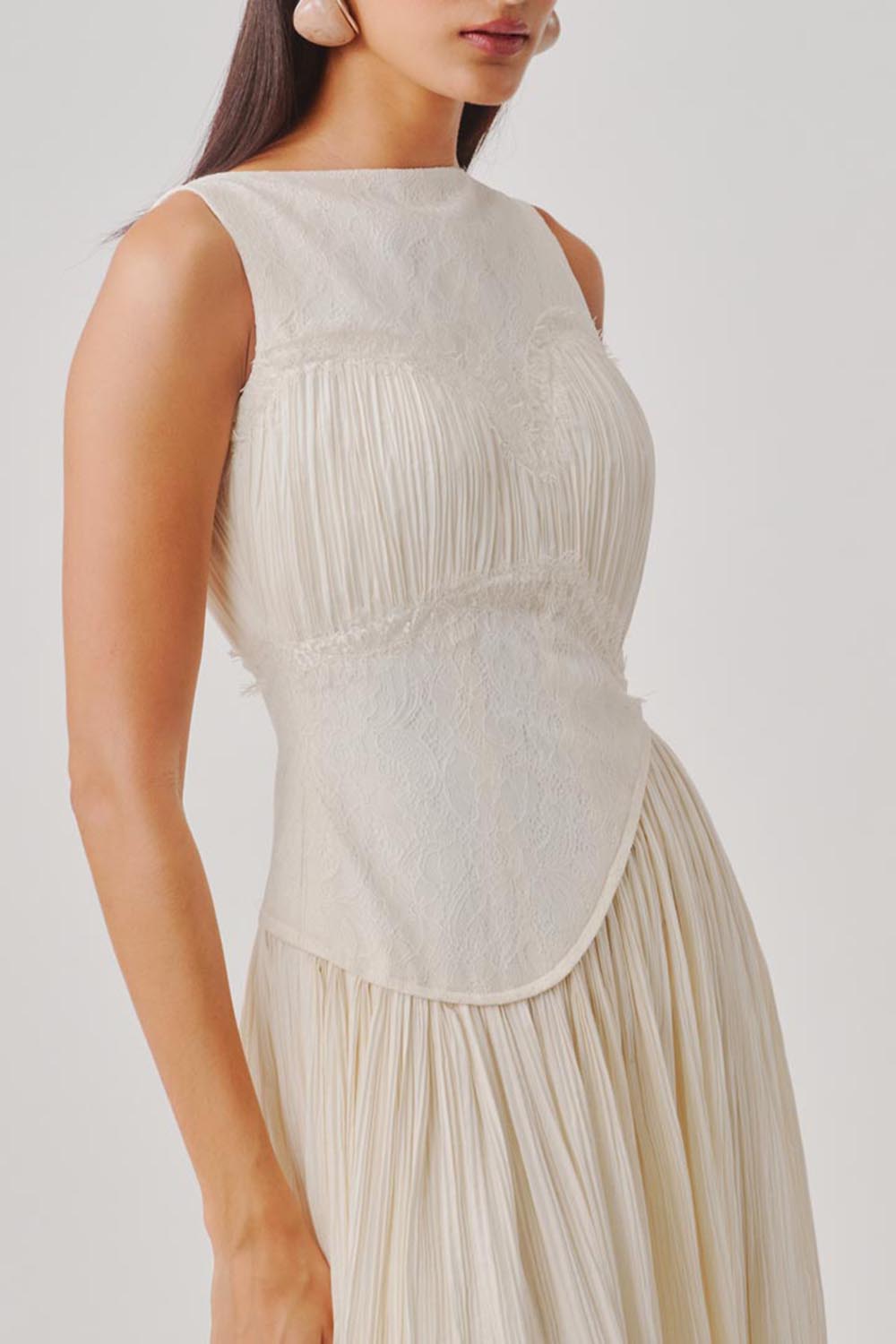 Ivory Ruched Corset Dress