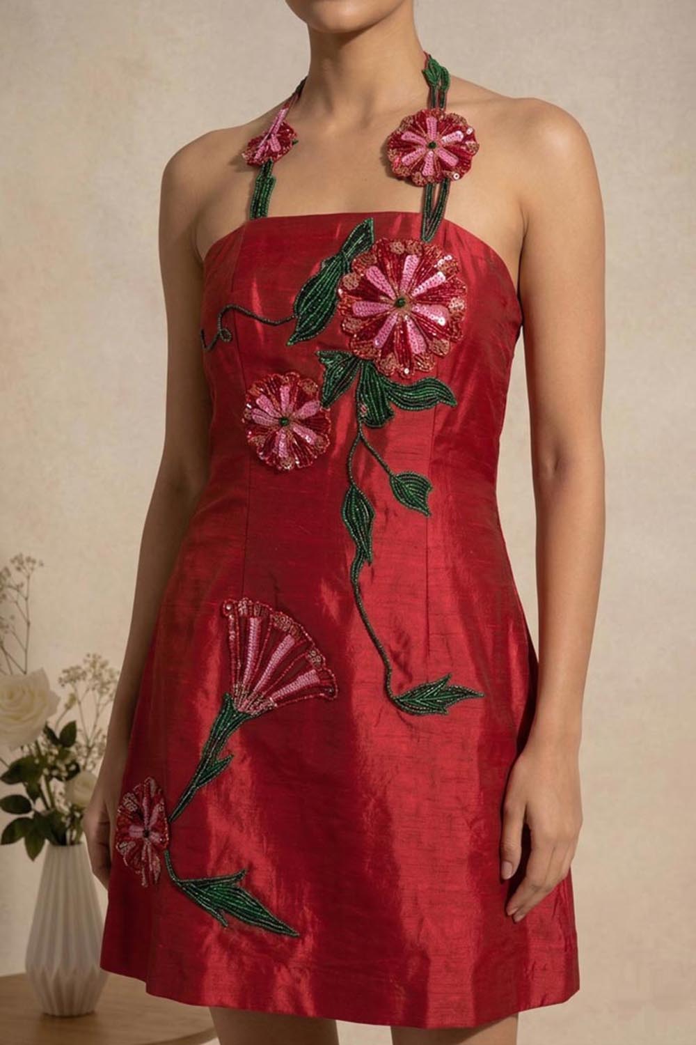 THETAA Rosa -Embroidered Chanderi Cotton Dress