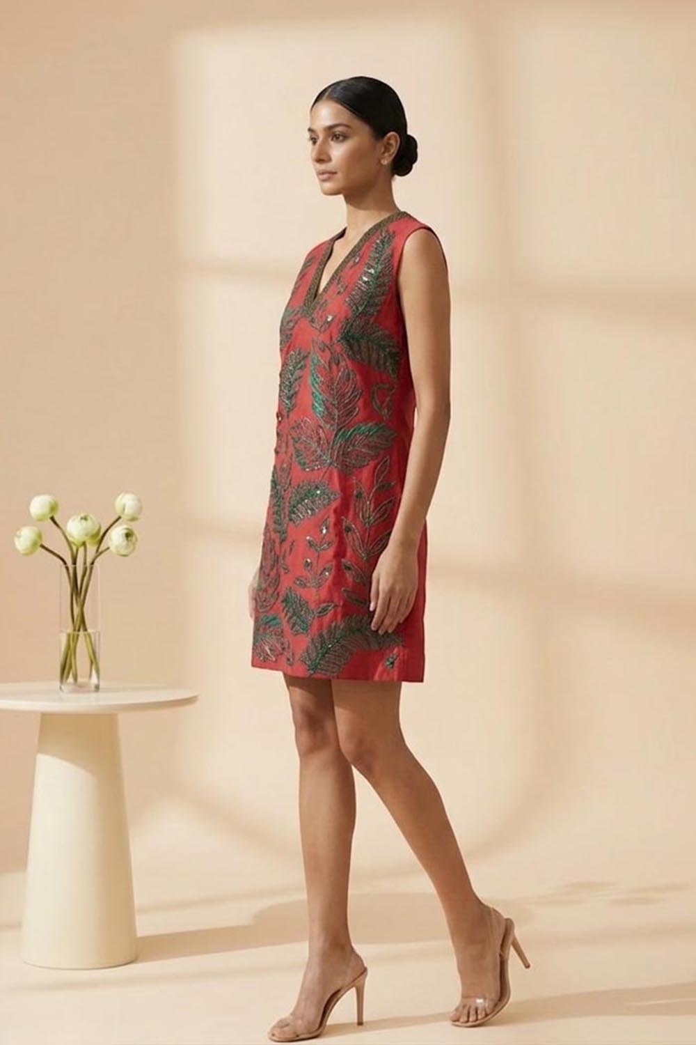 THETAA Viva -Embroidered Chanderi Cotton Dress