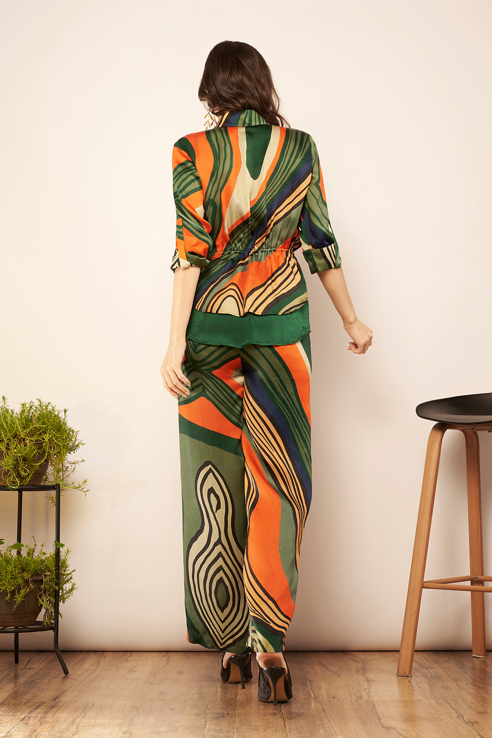 Green/Orange Layered Jacket Top