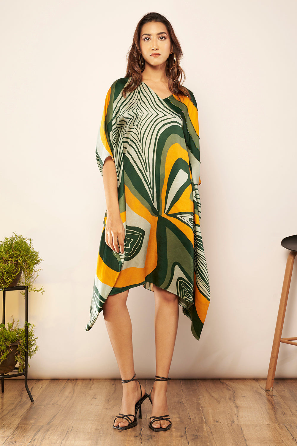 short kaftan dress Printed Short Kaftan Dress