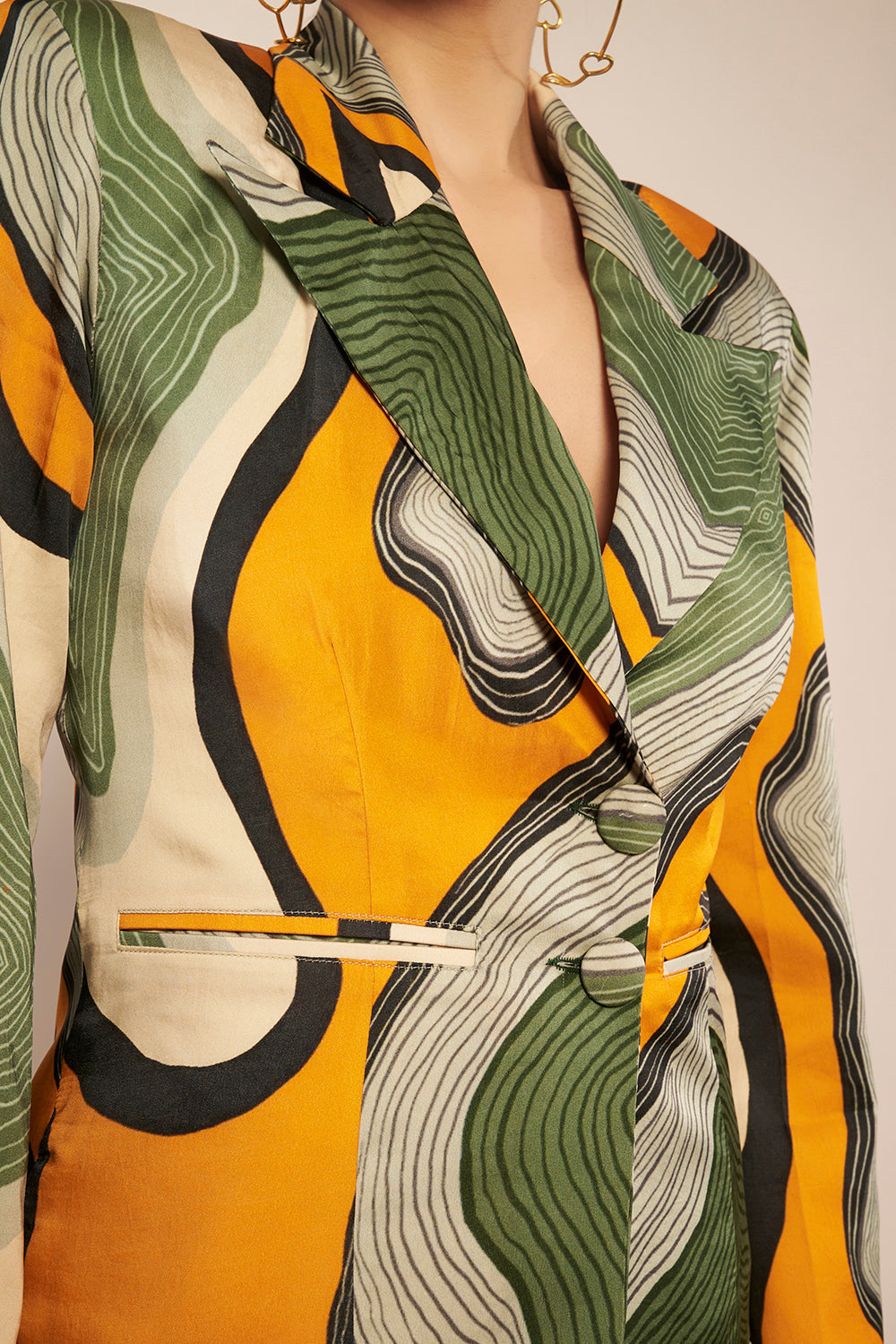 Printed Asymmetric Blazer