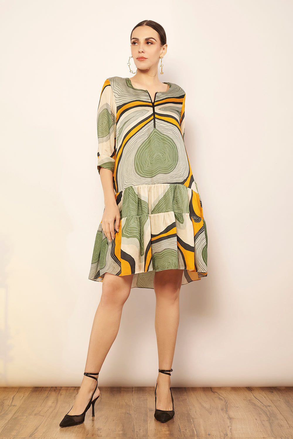 Printed Short Tiered Dress