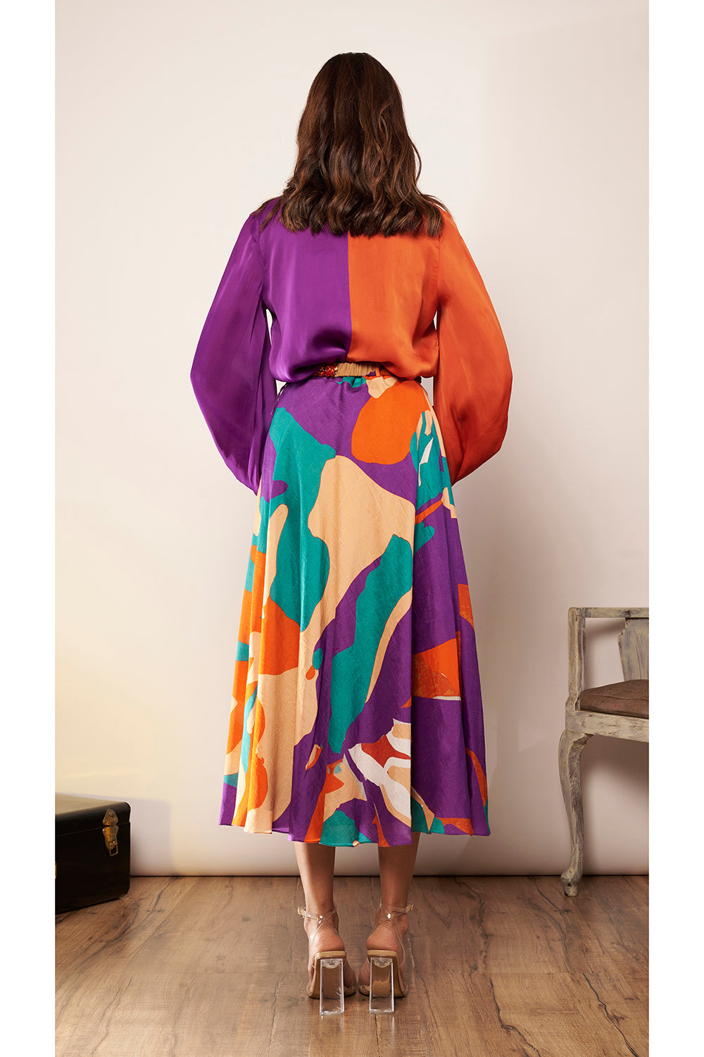 Red and Purple Satin Dual Tone Shirt