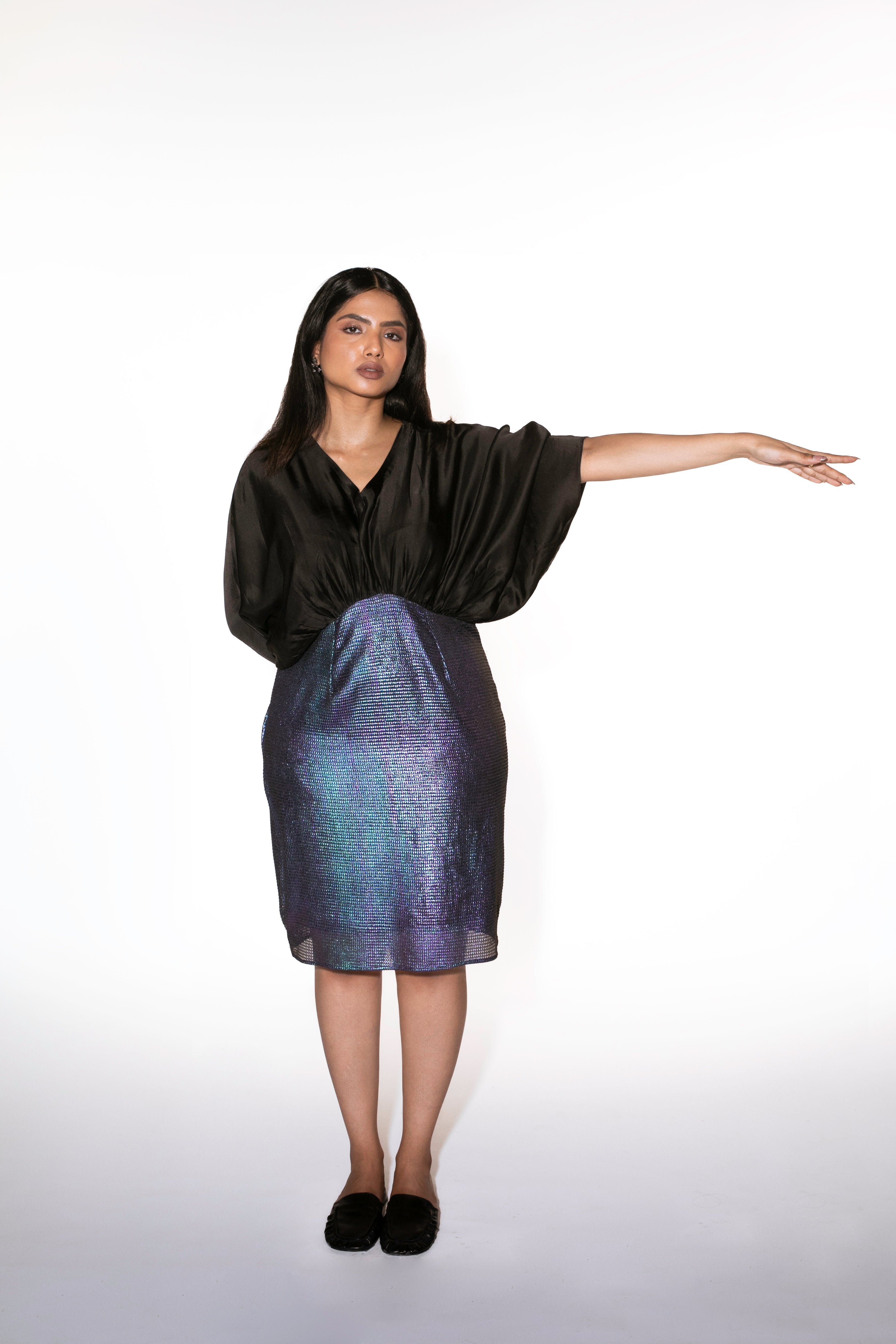 Metallic Gather Dress