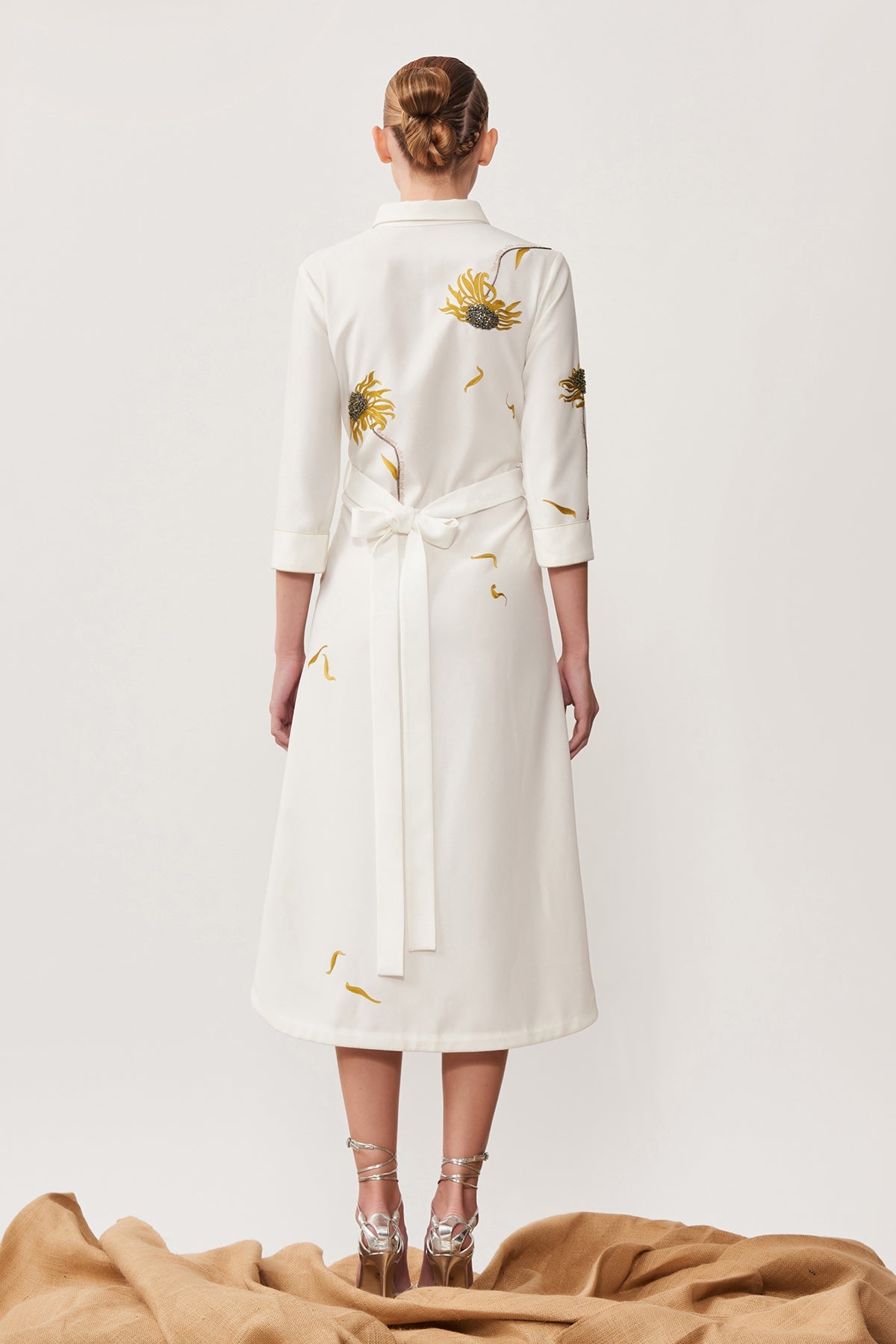 Withering Flower Long Shirt Dress With Belt