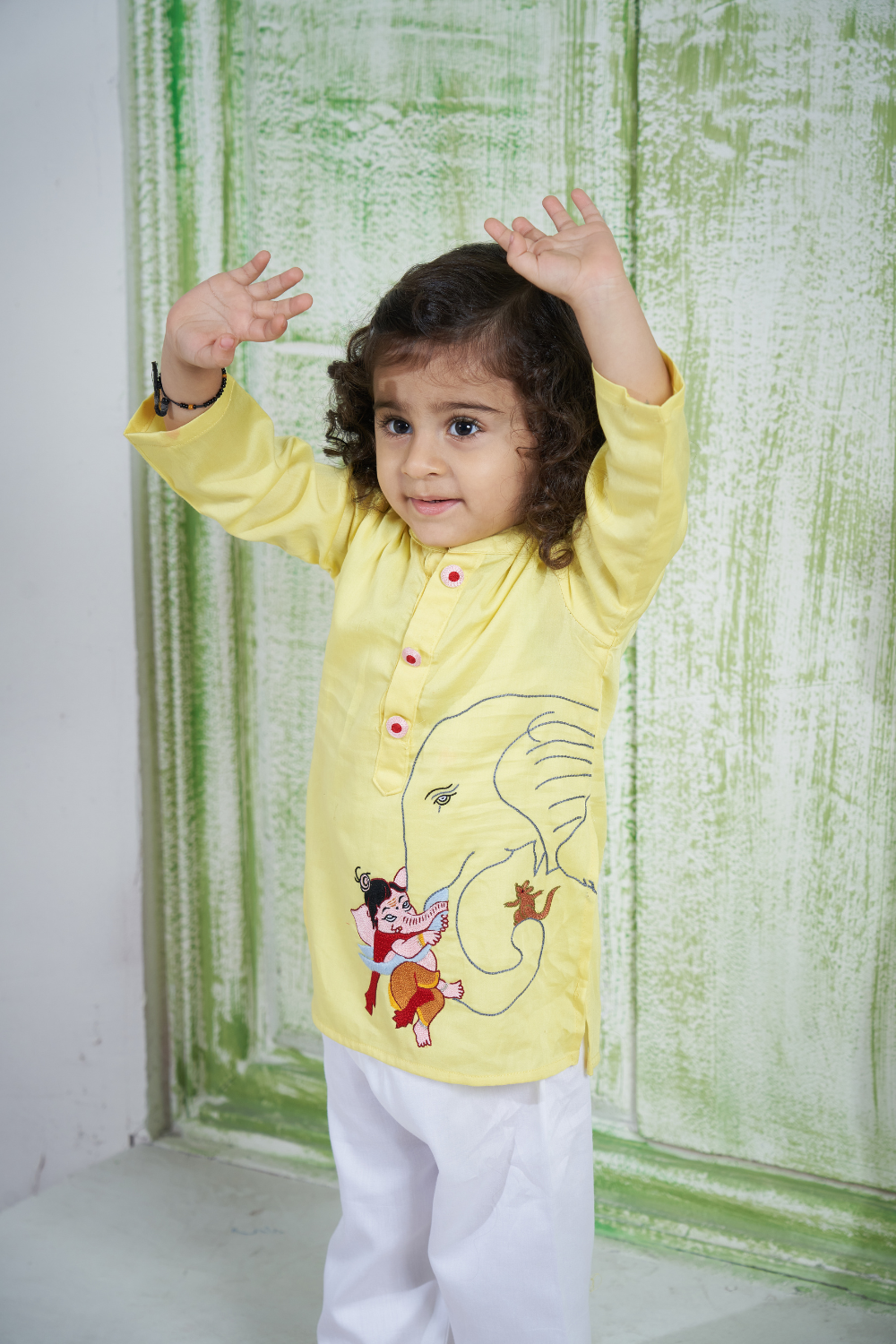 YELLOW GANESH KURTA WITH MUSHAK