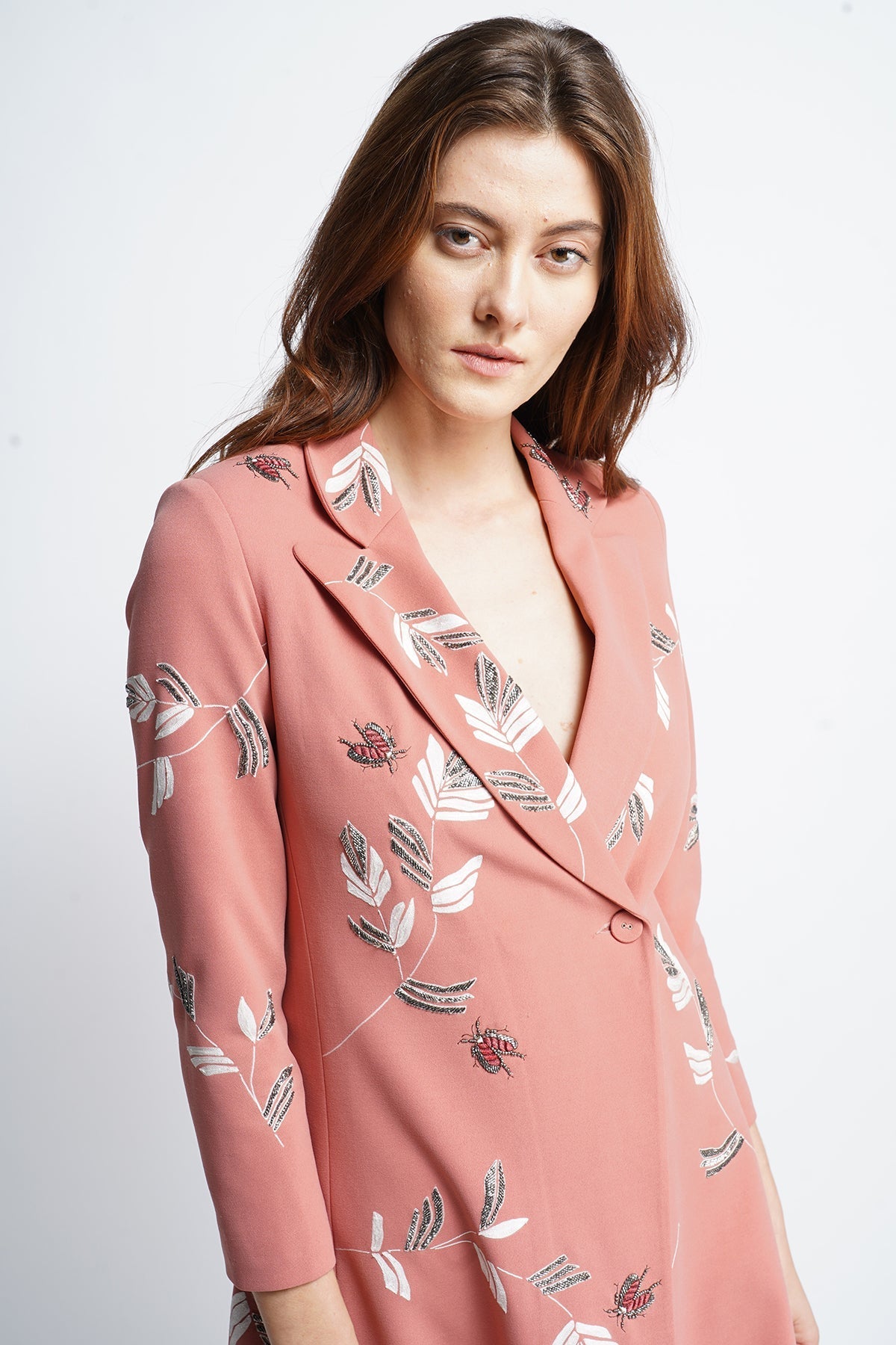 Abstract Leaves Flared Coat Dress