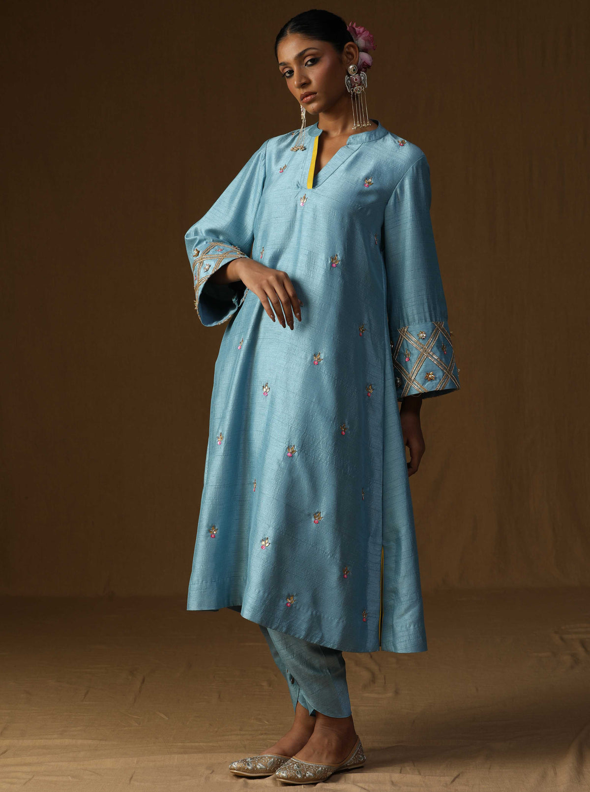Chitra Komal Firozi Embroidered Suit Set