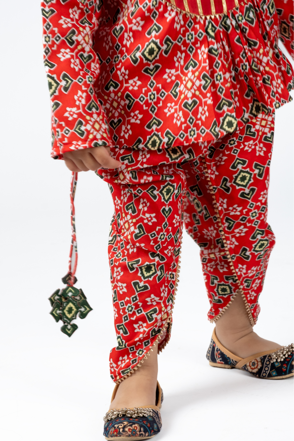 RED PATOLA DHOTI SET