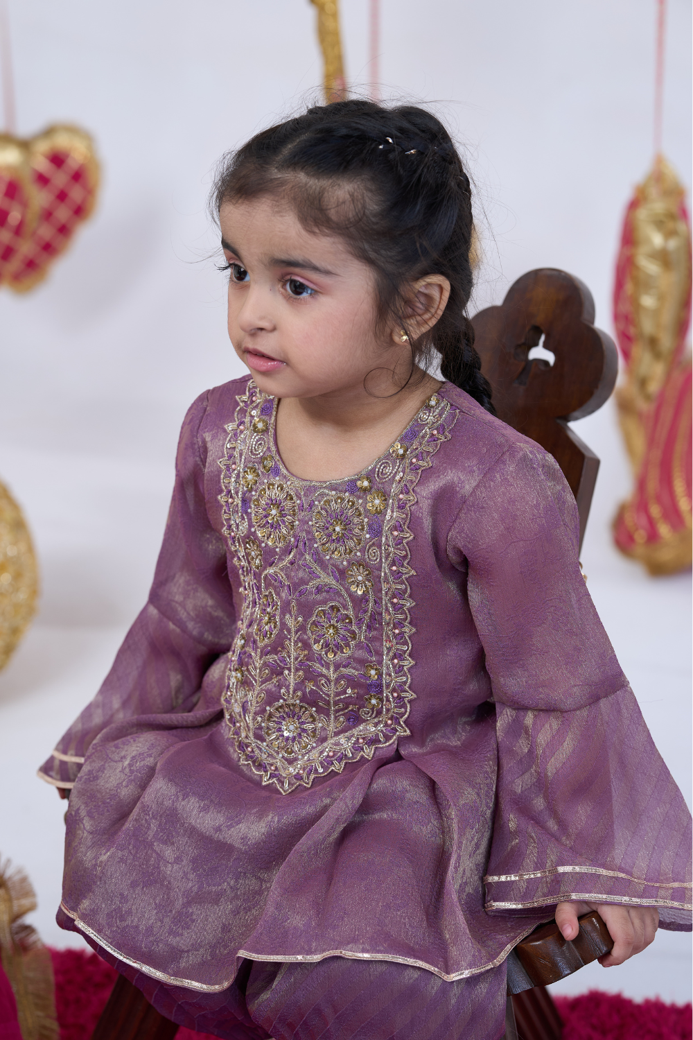 PURPLE HANDWORK KURTA AND BALLOON PANTS