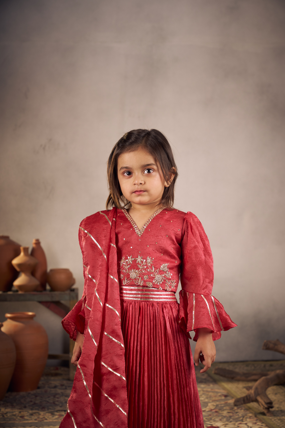 CHERRY RED LEHENGA SET