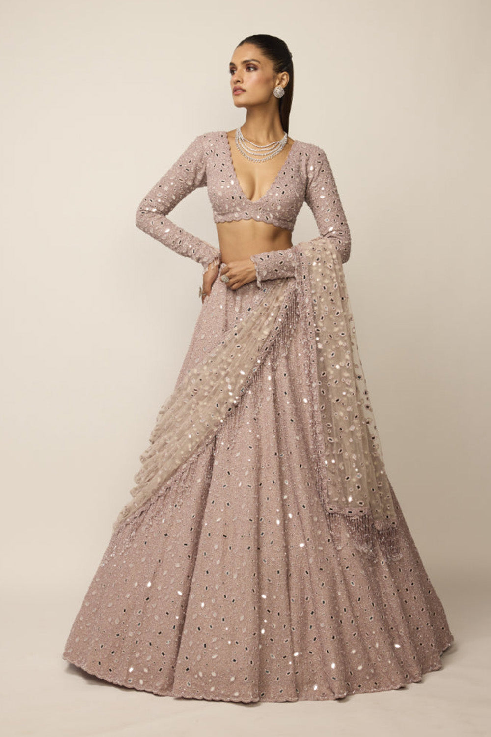 Ash Pink Lehenga Set