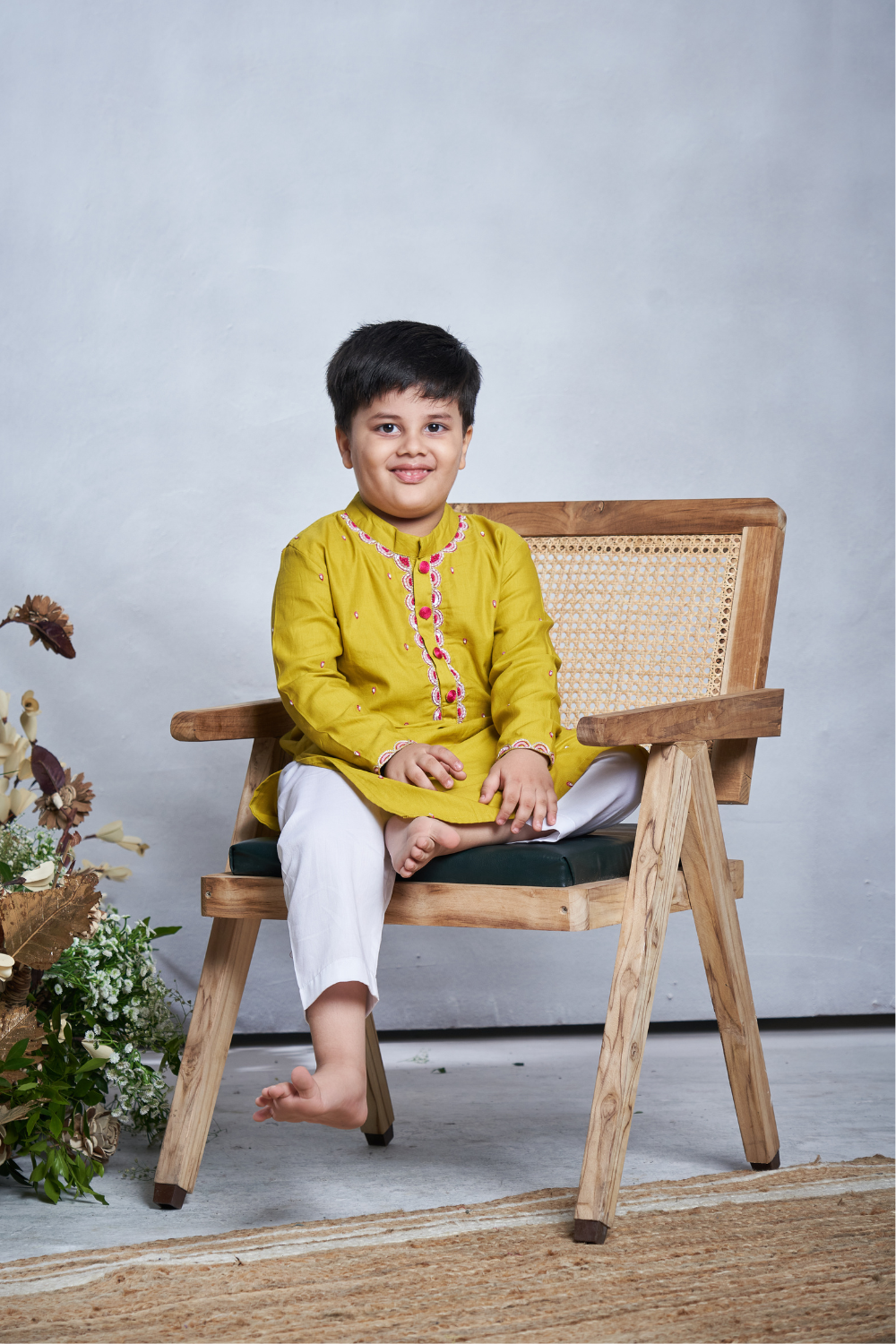 YELLOW PINK KURTA SET