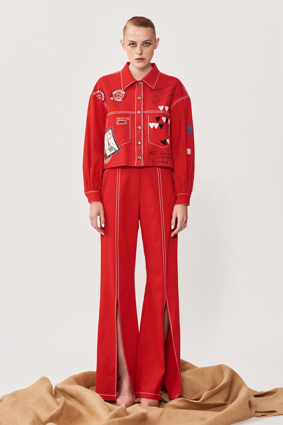 Dancing Downtown Short Jacket With High Slit Pants